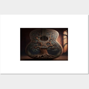 Acoustic Guitar Tree Of Life / Unwind Art Work Design Posters and Art